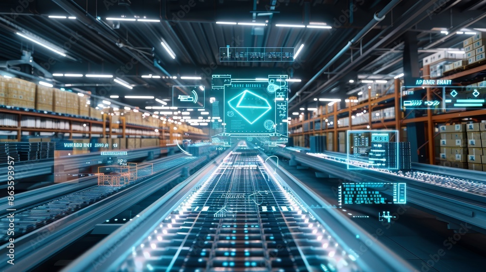 Obraz premium Digital Innovation Efficient Distribution Hub with RealTime Data Analytics