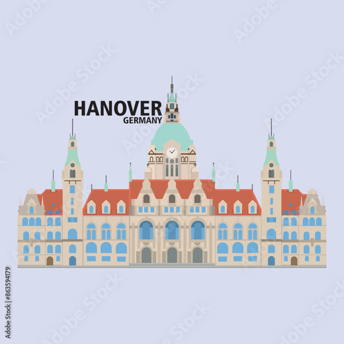 Hanover Germany Vector Flat Design Illustration