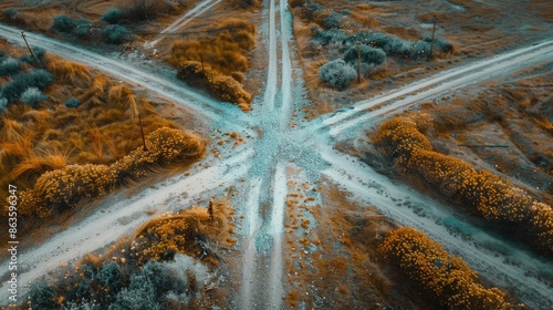 Crossroad. A Bifurcation of Road Options for Deciding Left or Right Direction