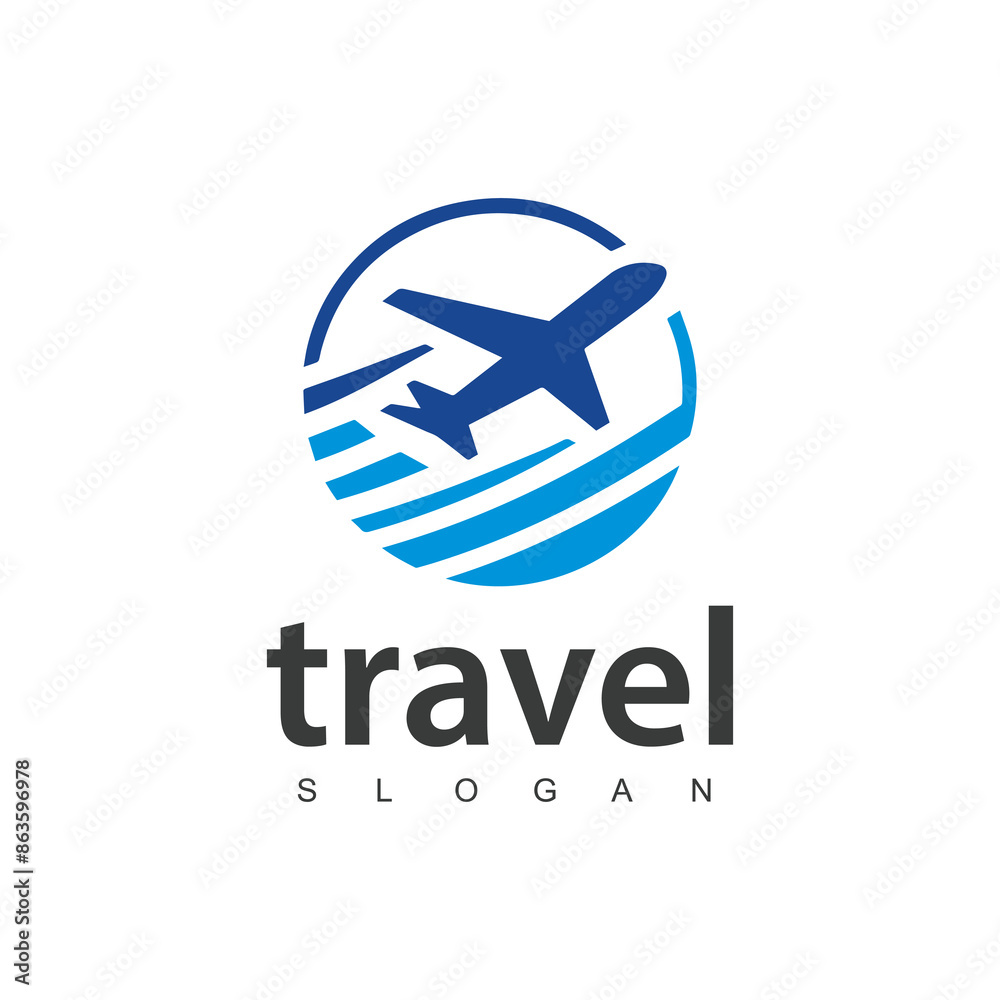 Tour and travel logo, flying airplane illustration Tour and travel logo, flying airplane illustration
