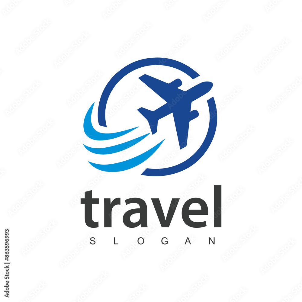 Tour and travel logo, flying airplane illustration Tour and travel logo, flying airplane illustration