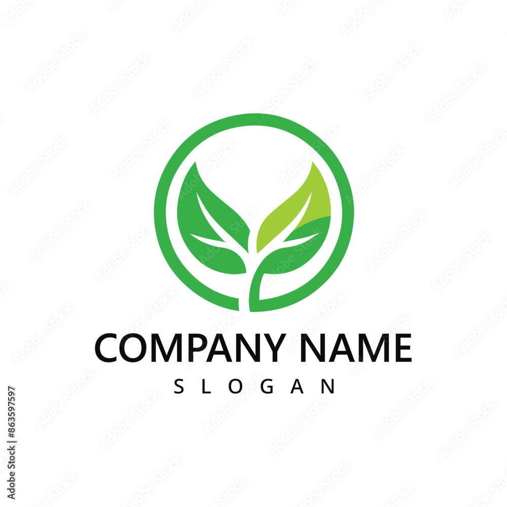 Garden logo template farm logo using Leaf illustration Garden logo template farm logo using Leaf illustration
