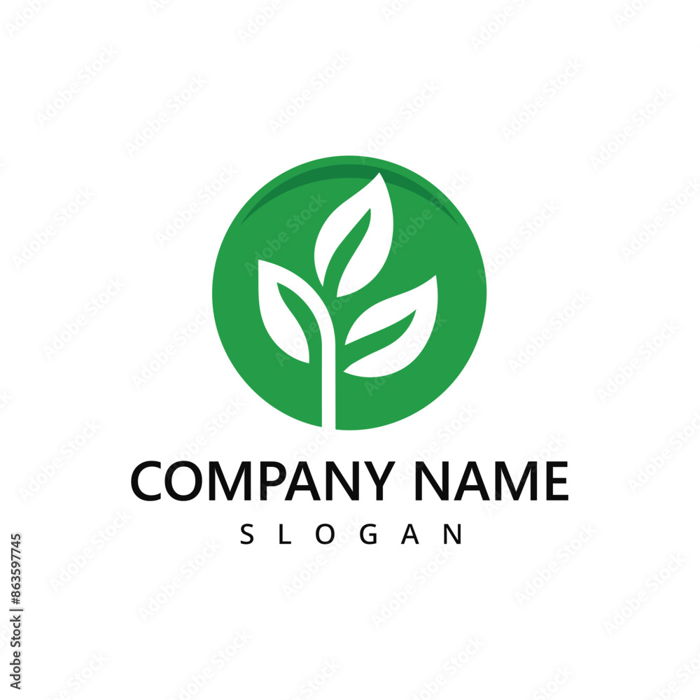 Garden logo template farm logo using Leaf illustration Garden logo template farm logo using Leaf illustration