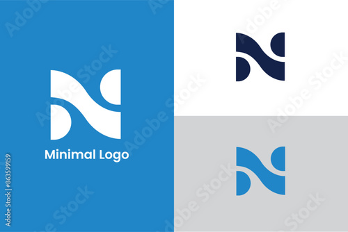 letter N water wave iconic minimal logo, letter N Wave concept business logo, Water wave Logo, nautical logo, marine logo,  logo for sea fishing