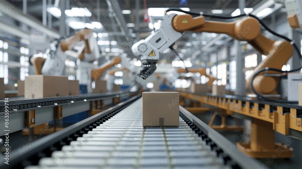 Efficient Automation Robotic Arms Streamlining Package Handling on Conveyor Belts Efficient Automation Robotic Arms Streamlining Package Handling on Conveyor Belts