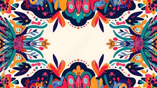 Vibrant Patterned Border Design for Hispanic Heritage Month Backdrop
