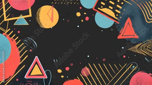Vibrant Geometric Doodle Design with Blank Space for Customizable Message on Abstract Background