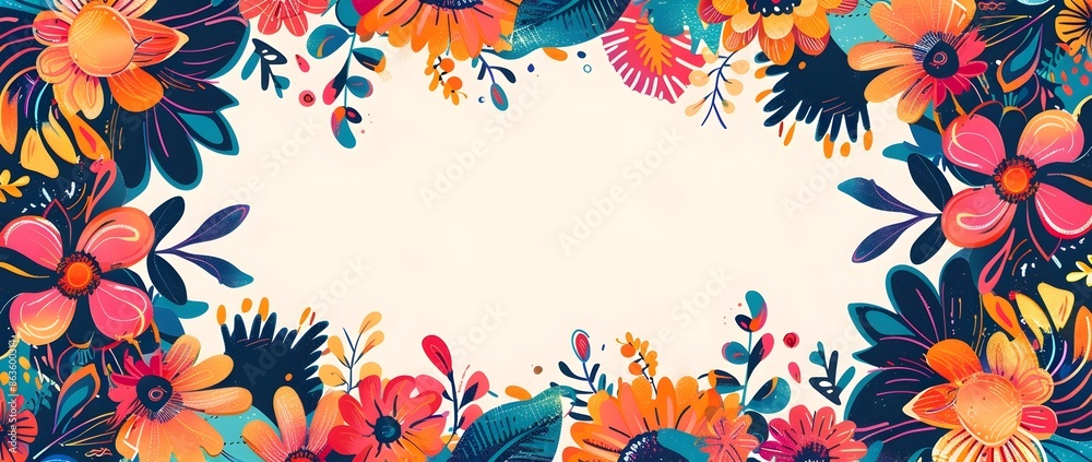 Obraz premium Vibrant Hispanic Heritage Month Floral Frame with Blank Space for Festive Background