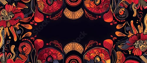 Vibrant Hispanic Heritage Month Decorative Abstract Pattern Border Frame