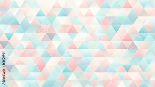 Serene Triangular Pastel Pattern in Soft Pink, Blue, and Mint Green Geometric Design - Digital Illustration for Modern and Calming Concepts