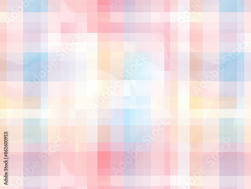 Serene Pastel Plaid Background in Soft Pink, Blue, and Yellow Hues | Digital Illustration of Classic and Calming Design