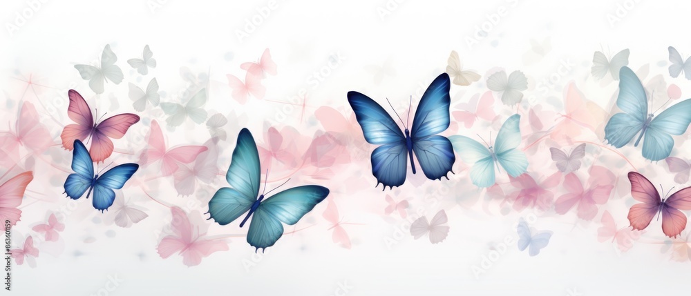 Whimsical Butterfly Meadow - Seamless Pastel Pattern of Light Pink, Blue, and Green Butterflies for Digital Illustration Whimsical Butterfly Meadow - Seamless Pastel Pattern of Light Pink, Blue, and Green Butterflies for Digital Illustration