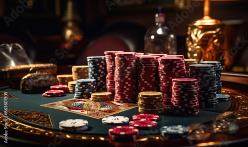 Casino Conversations: Engaging Poker Game in Warm Tones and Realistic Setting