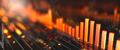 A bar graph showing a sudden surge in market performance with bold orange bars.