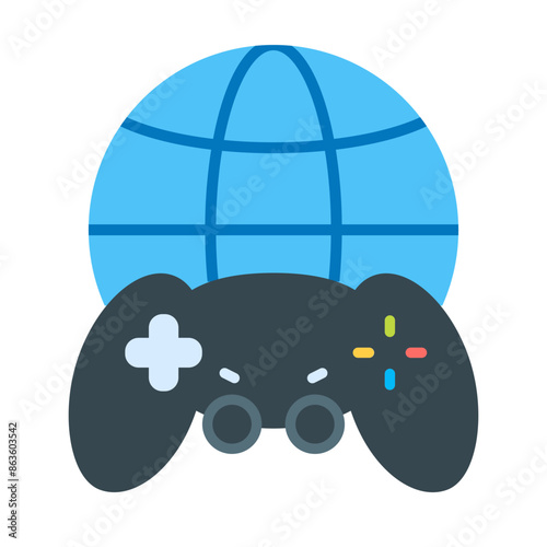 Online Gaming Flat Icon Design