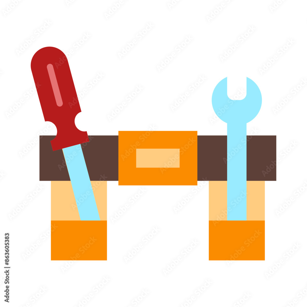Tool Belt Flat Icon Design Tool Belt Flat Icon Design