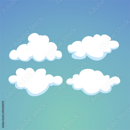 Vektor awan, koleksi ikon awan, ilustrasi awan putih