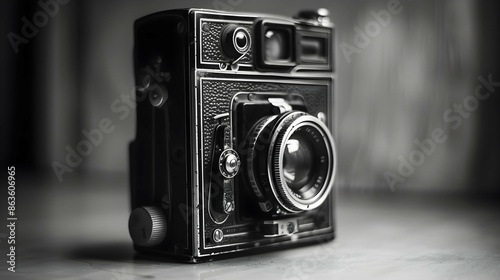 portrait of an vintage film camera from the 1960s in black and white  © PSCL RDL