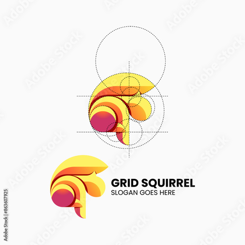 Vector Logo Illustration Squirrel Gradient Colorful Style