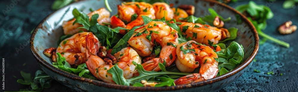 Grilled Shrimp Salad With Arugula and Chili Flakes Grilled Shrimp Salad With Arugula and Chili Flakes