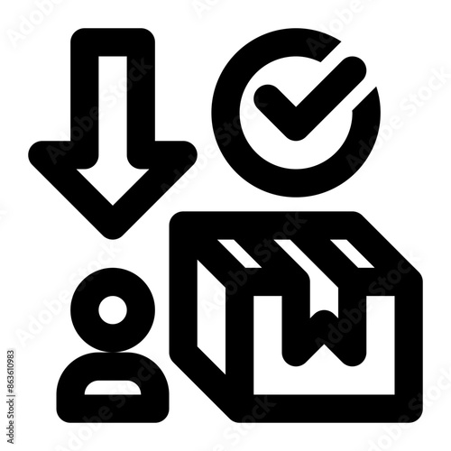 actual demand, demand, product received, logistics, supply chain, made to order outline icon