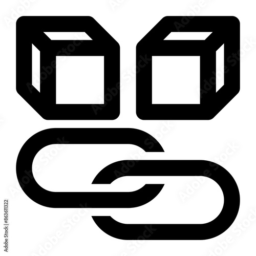 supply chain, logistics, product, goods, link, chain, block chain outline icon