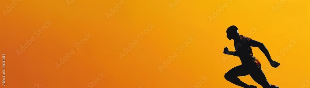 silhouette of an athlete is running on solid background silhouette of an athlete is running on solid background
