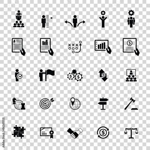 Universal business management and human resources icon set. Universal icons for web and mobile. Vector.	