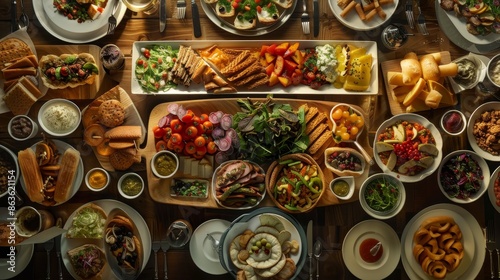 Wallpaper Mural Diverse Delights A Vibrant Fusion of Global Flavors on a Festive Buffet Table Torontodigital.ca