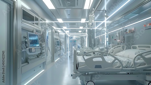An intensive care unit (ICU) equipped with the latest life-saving technologies © Sattawat