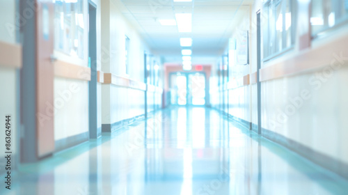 Soft-blur of a university corridor with academic posters and bulletin boards lining the walls