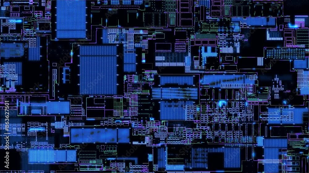 Abstract digital chip computer processor and electronic components on a circuit board process data. Technology for the development of electronic devices on a microchip or microprocessor, hardware Abstract digital chip computer processor and electronic components on a circuit board process data. Technology for the development of electronic devices on a microchip or microprocessor, hardware