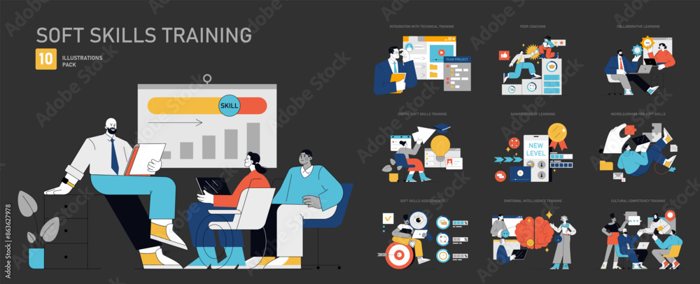 Soft Skills Training. Flat Vector Illustration Soft Skills Training. Flat Vector Illustration