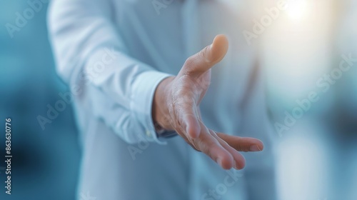 Woman's Water-Droplet-Covered Hand Reaching Out to Captivating Object in Depthful, Blurred Background photo