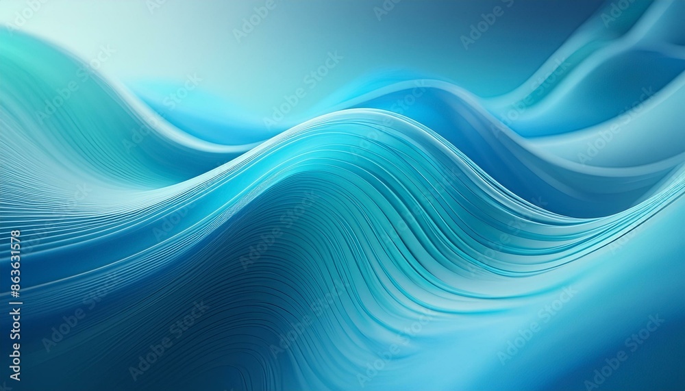 Naklejka premium Oceanic Flow: Abstract Blue and Turquoise Wave Background