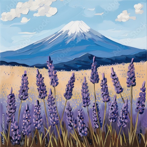 lavender with fujimountain background Job  photo