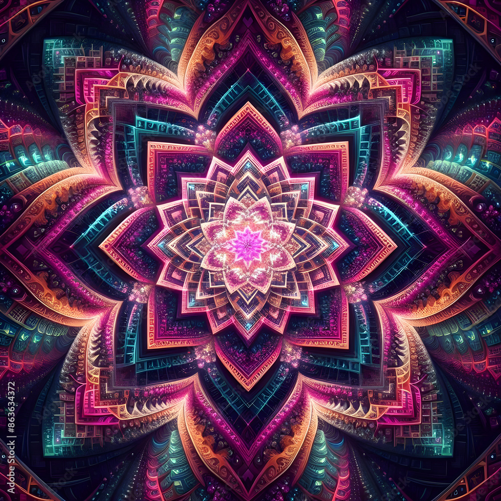 Geometric patterns and neon colors Generated with AI Geometric patterns and neon colors Generated with AI