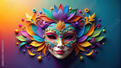 Colorful paper sculpture carnival mask with copy space, paper, sculpture, carnival, mask, multicolored, copy space © Sujid