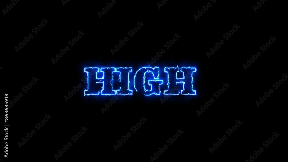the word HIGH rises upwards with a spinning blue saber effect the word HIGH rises upwards with a spinning blue saber effect