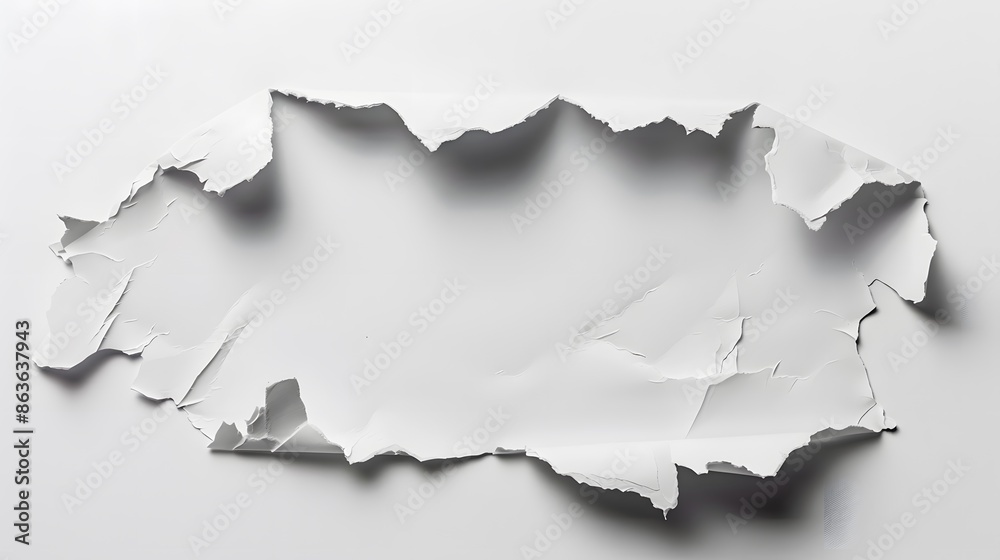 Torn ripped paper hole with jagged edges isolated on a white background Torn ripped paper hole with jagged edges isolated on a white background