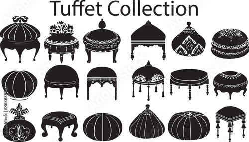 Tuffet Elegant Silhouette Vector Illustrations 