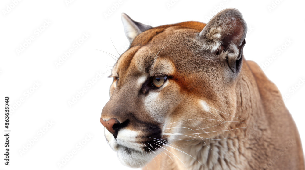 Head of wild puma on transparent background Head of wild puma on transparent background
