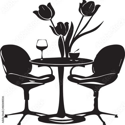 Dining Table Abstract Silhouette Vector Graphics Pack