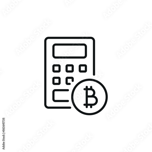 Calculator and Bitcoin icon. Simple calculator and Bitcoin icon for social media, app, and web design. Vector illustration. photo