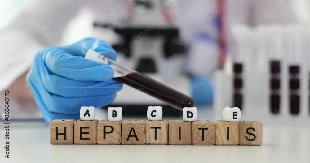 Doctor analyzes blood for different forms of hepatitis