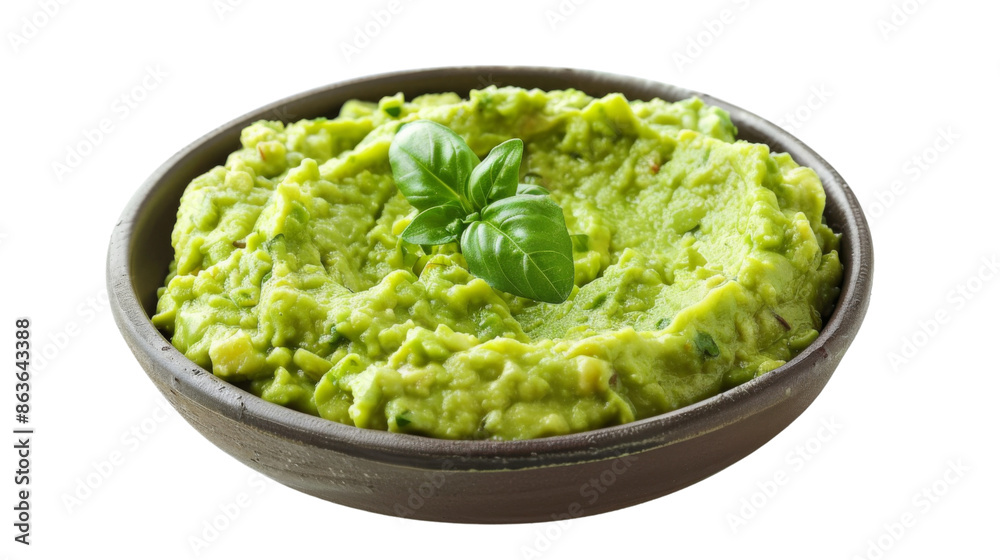 Bowl with guacamole on transparent background Bowl with guacamole on transparent background