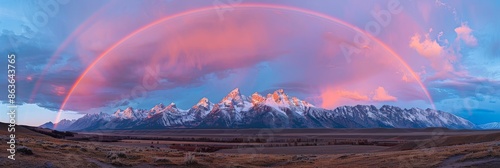 Rainbow Over Snow-Capped Mountains, Adams-Style Sunset photo