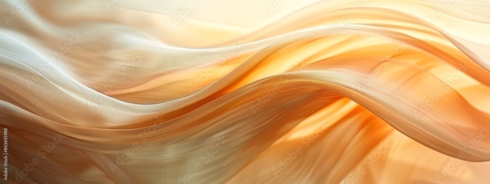  A tight shot of a yellow-white backdrop, adorned with wavy line patterns at its base
