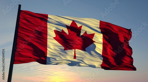 canadian flag waving in wind
