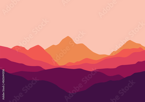 landscape mountains illustration for background